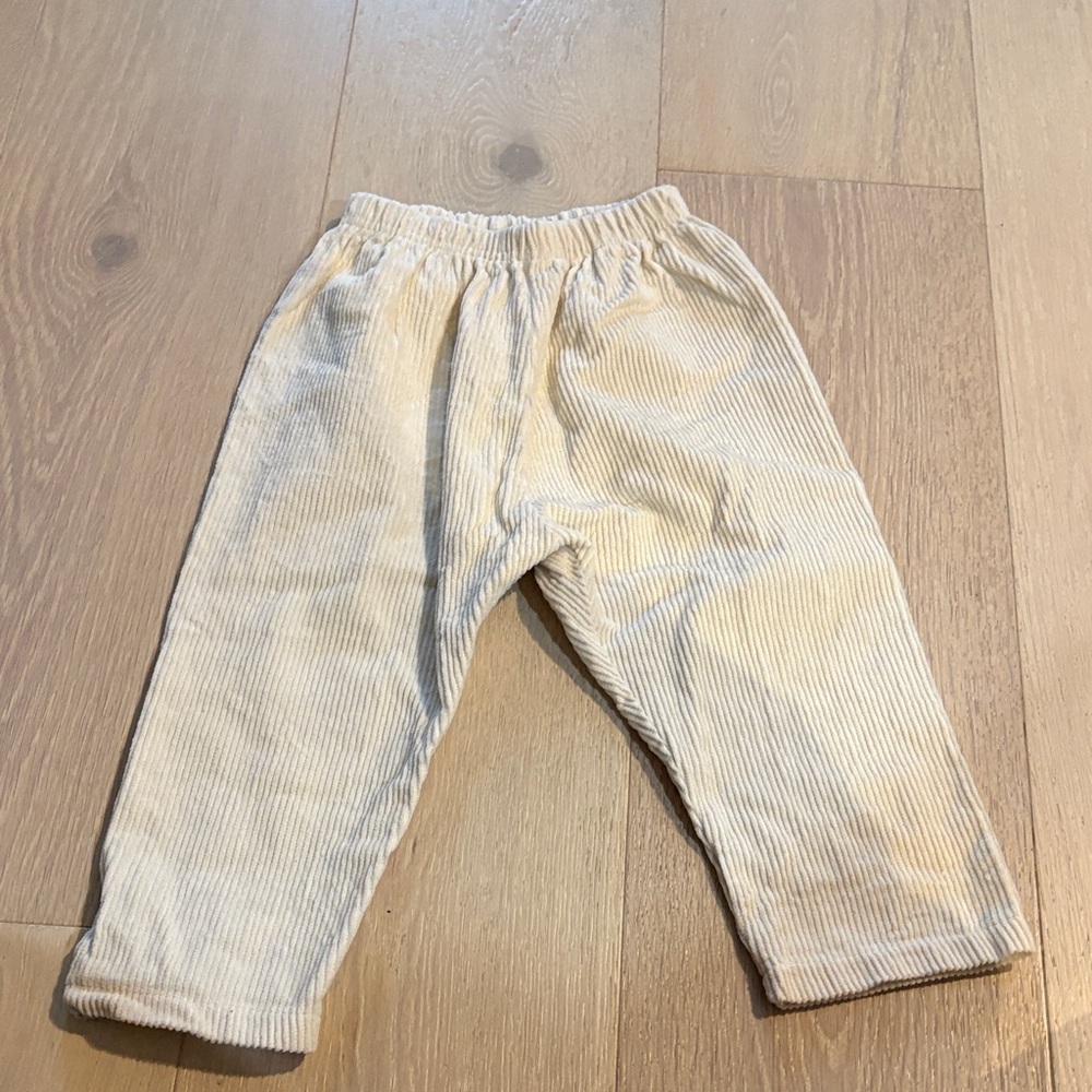 Kids Cream Corduroy Joggers - Elastic Waist Comfort